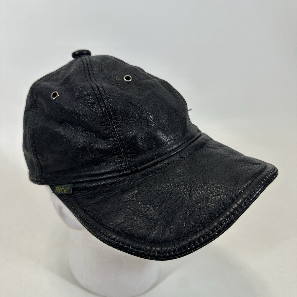 Bick Leather baseball hat black fitted size small 6-7/8 vintage USA